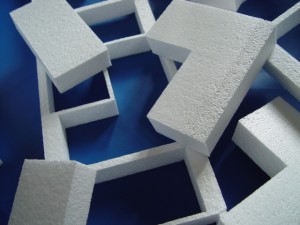 Shapes and forms cut from polystyrene