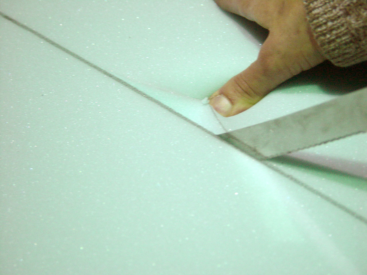 Cutting Cushion Foam using Electric Kitchen Knife 